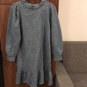 Blue polka dot long sleeve dress
